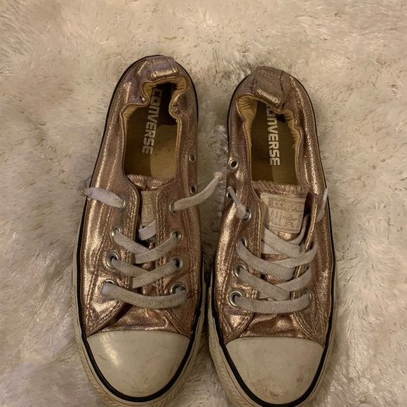 Ladies metallic gold converse sneakers 7 - Picture 1 of 3
